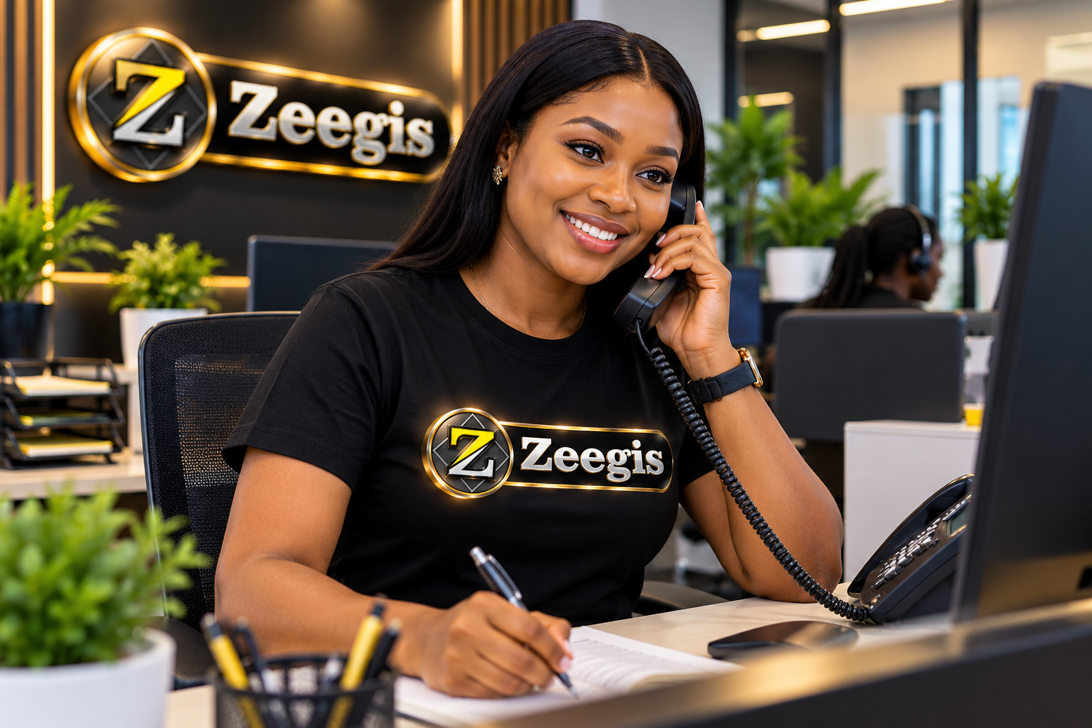 Zeegis customer support representative on a call